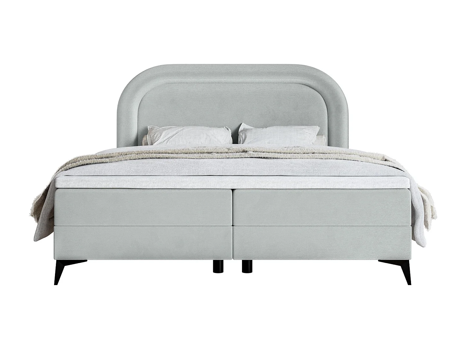 Lit continental - 180x200 cm - en velours déperlant gris clair - LOREO