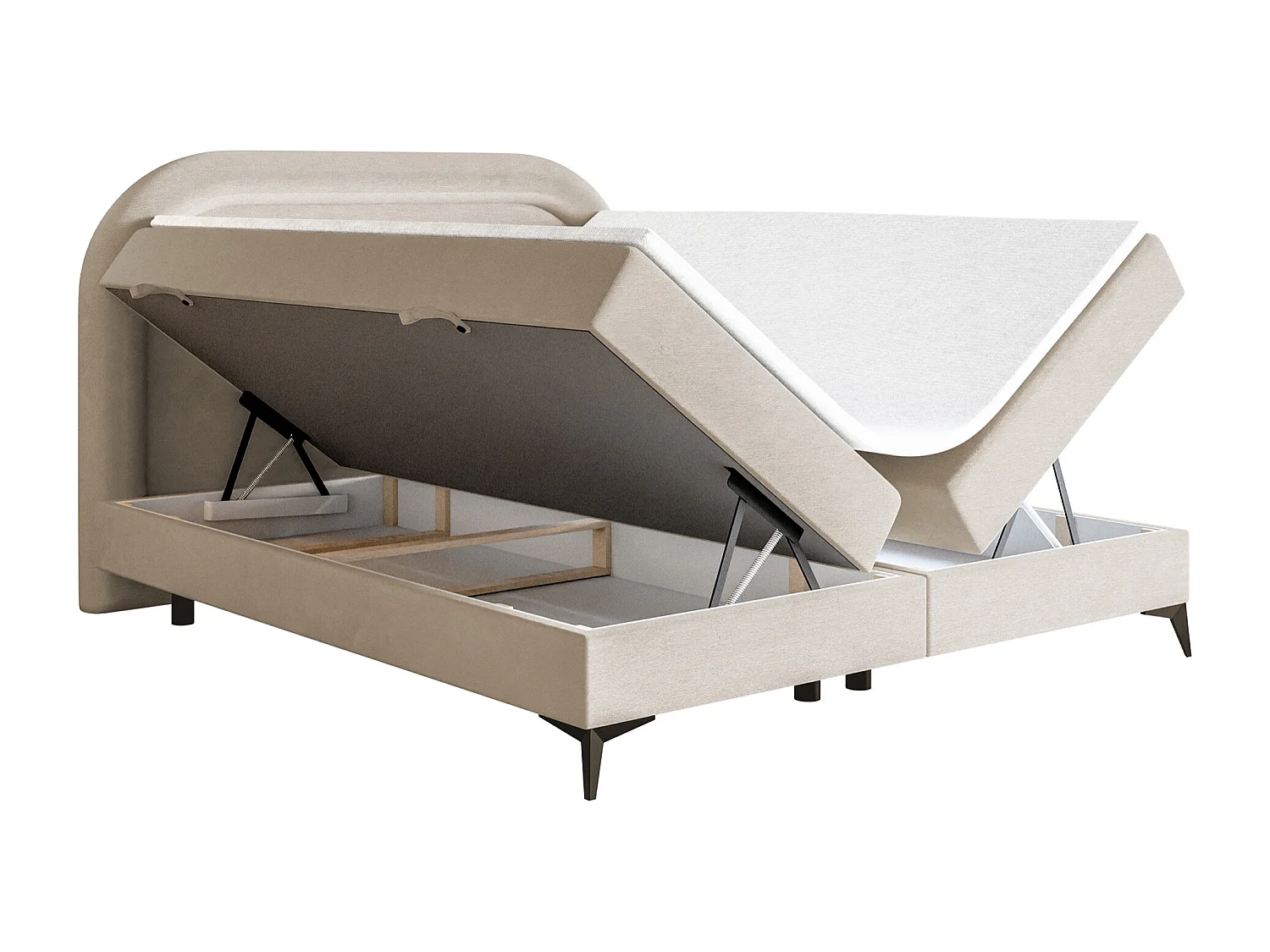 Lit continental - 140x200 cm - en velours déperlant grège - LOREO