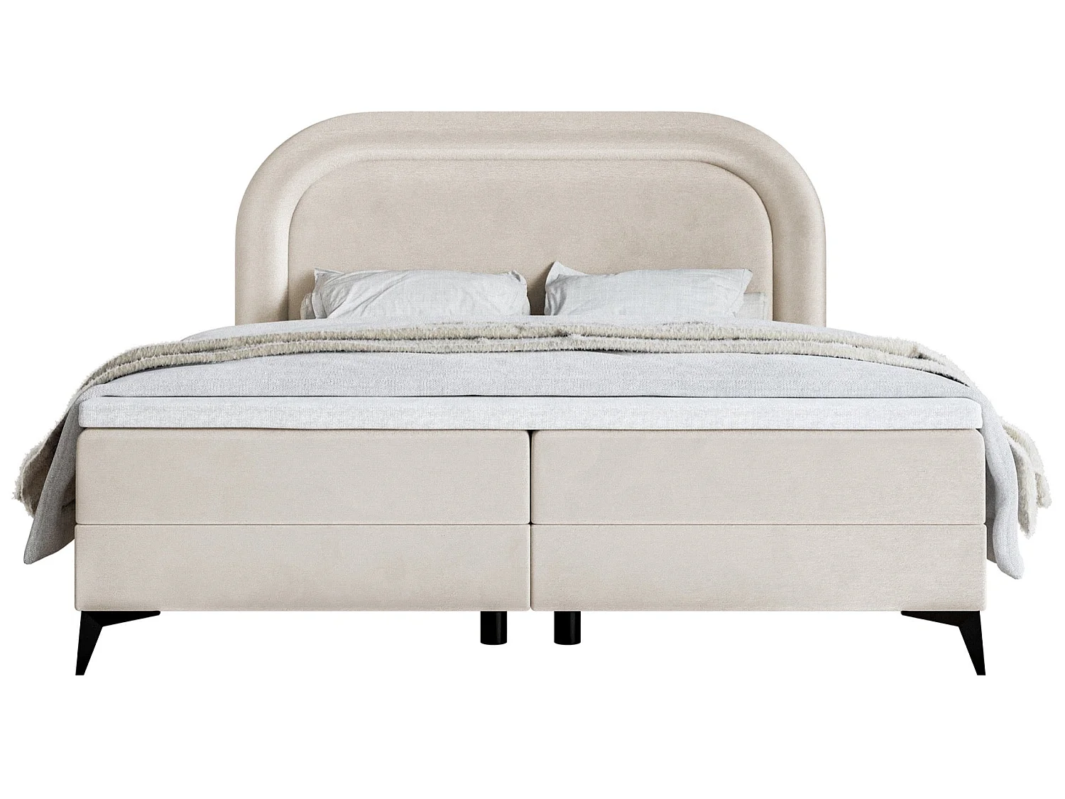 Lit continental - 140x200 cm - en velours déperlant grège - LOREO