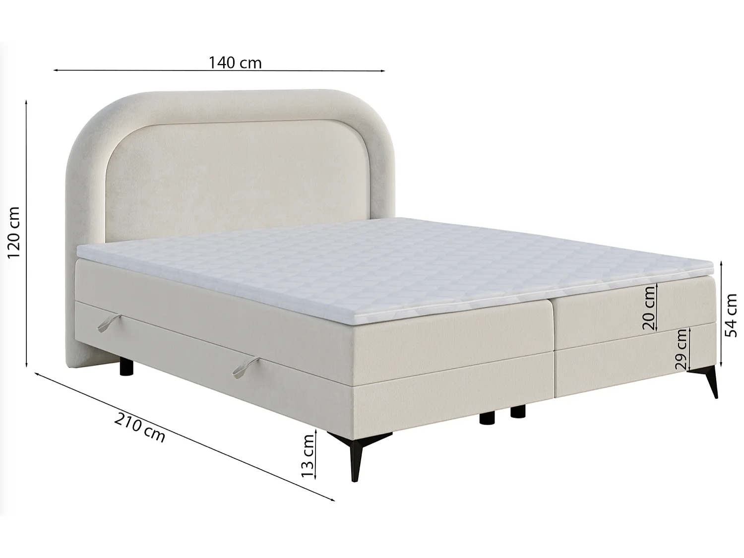 Boxspringbett mit Bettkasten - Samt - Beige - 140x200 cm - LOREO