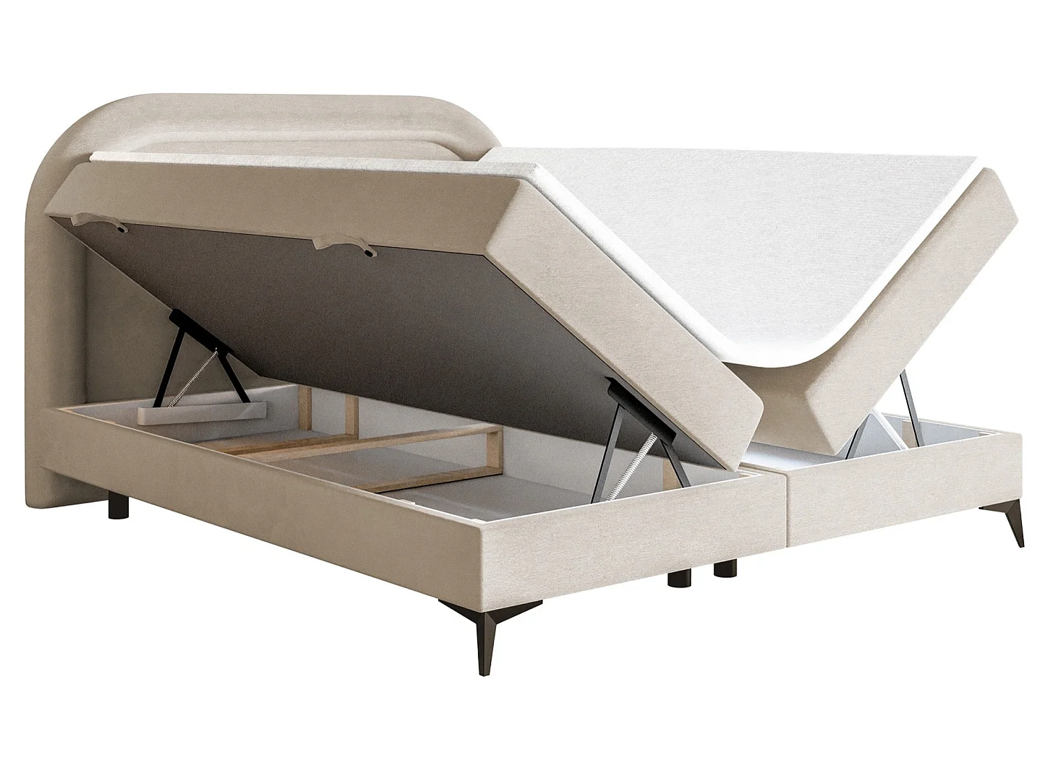 Lit continental - 180x200 cm - en velours déperlant grège - LOREO
