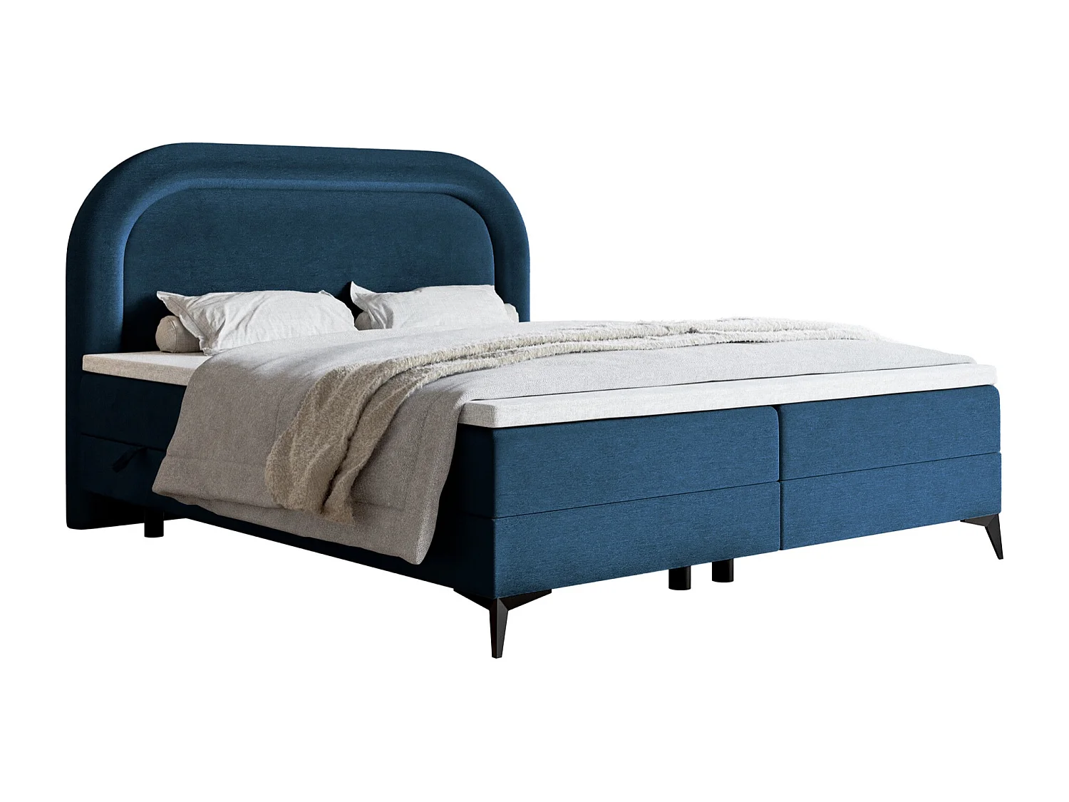 Lit continental - 140x200 cm - en velours déperlant marine - LOREO