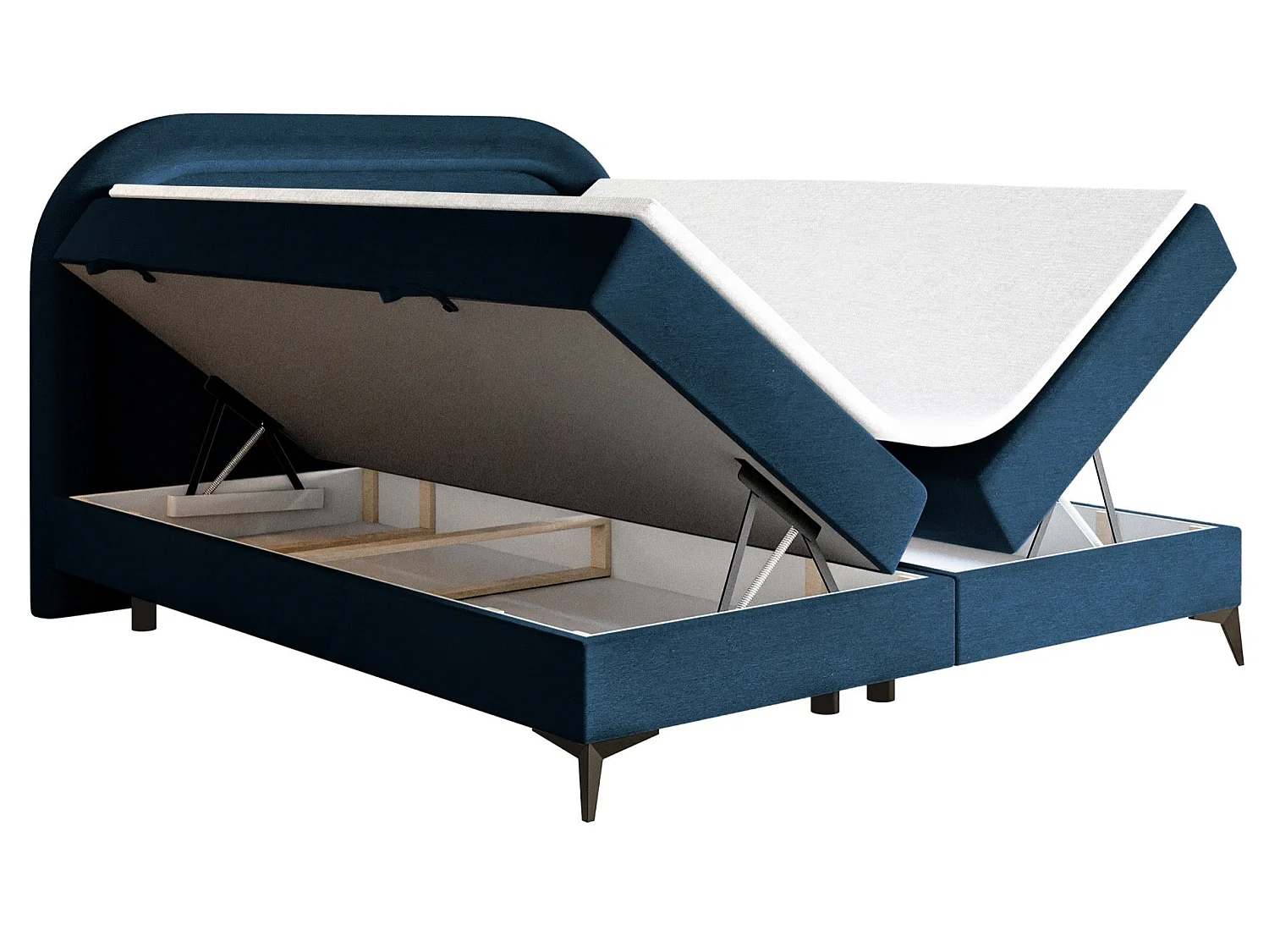 Lit continental - 140x200 cm - en velours déperlant marine - LOREO