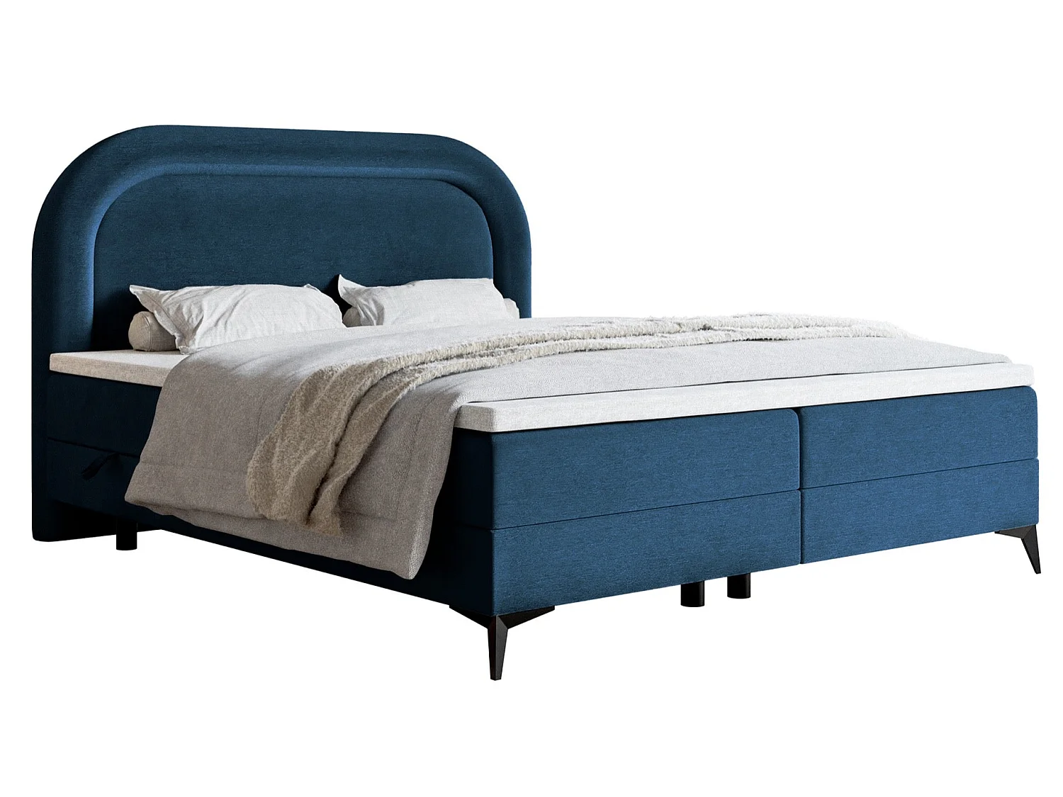 Lit continental - 140x200 cm - en velours déperlant marine - LOREO