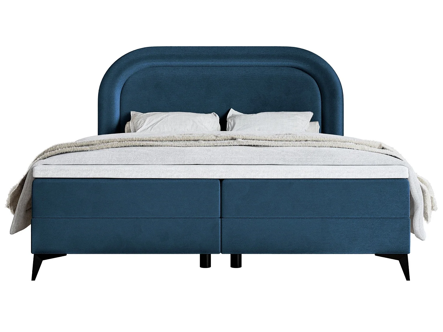 Lit continental - 140x200 cm - en velours déperlant marine - LOREO