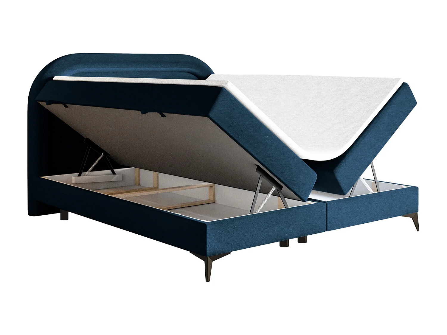 Boxspringbett mit Bettkasten - Samt wasserfest - Dunkelblau - 180x200 cm - LOREO