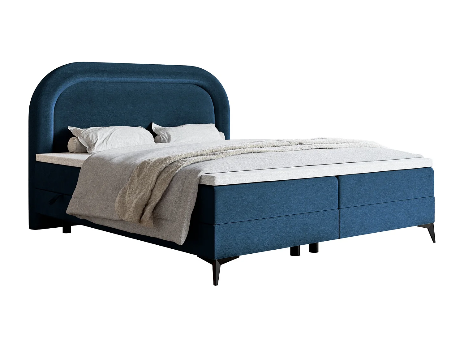 Boxspringbett mit Bettkasten - Samt wasserfest - Dunkelblau - 180x200 cm - LOREO