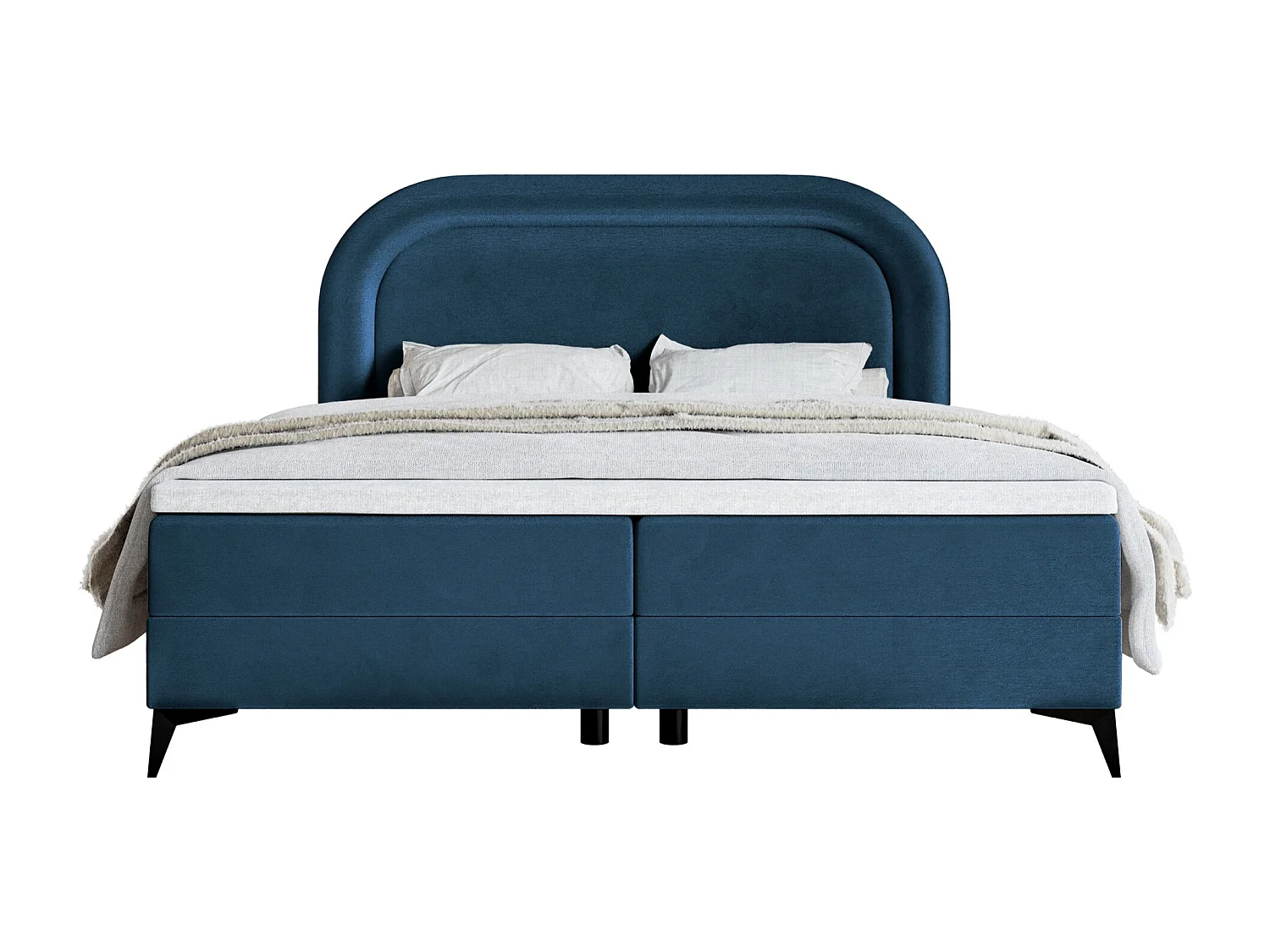 Boxspringbett mit Bettkasten - Samt wasserfest - Dunkelblau - 180x200 cm - LOREO