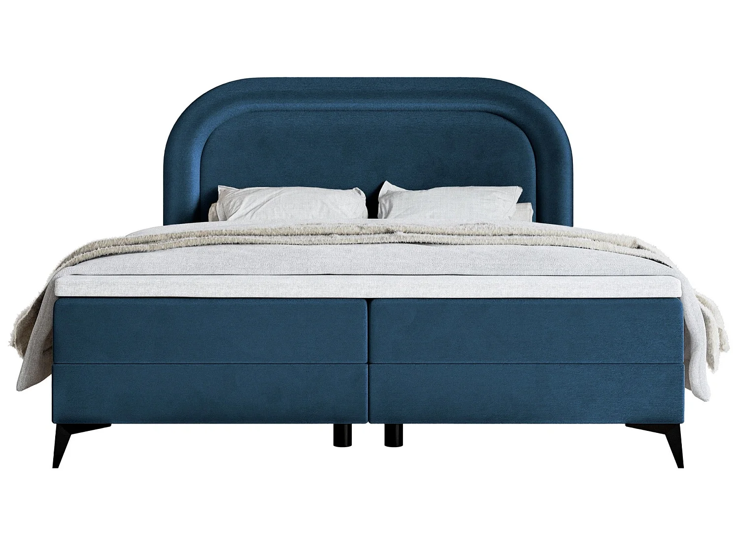 Lit continental - 180x200 cm - en velours déperlant marine - LOREO