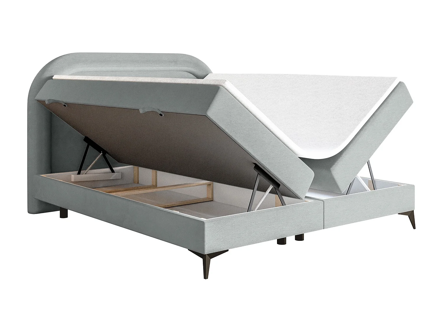 Lit continental - 140x200 cm - en velours déperlant gris clair - LOREO