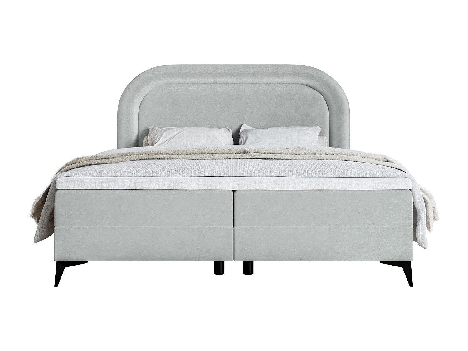 Lit continental - 140x200 cm - en velours déperlant gris clair - LOREO