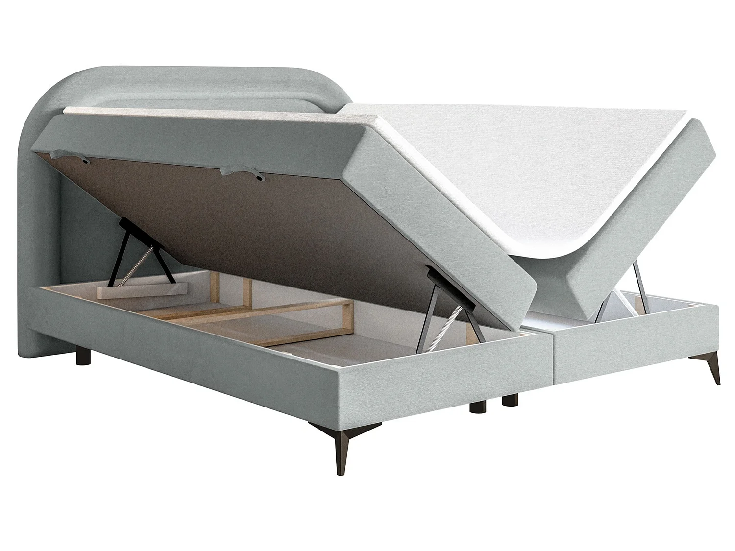 Lit continental - 140x200 cm - en velours déperlant gris clair - LOREO