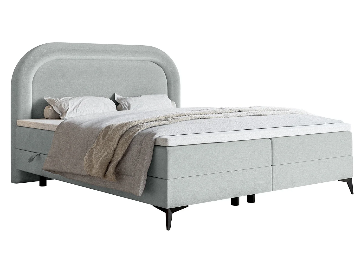Lit continental - 140x200 cm - en velours déperlant gris clair - LOREO
