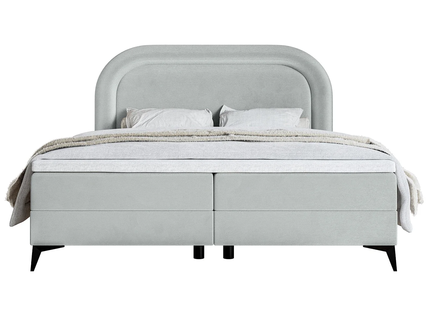 Lit continental - 140x200 cm - en velours déperlant gris clair - LOREO