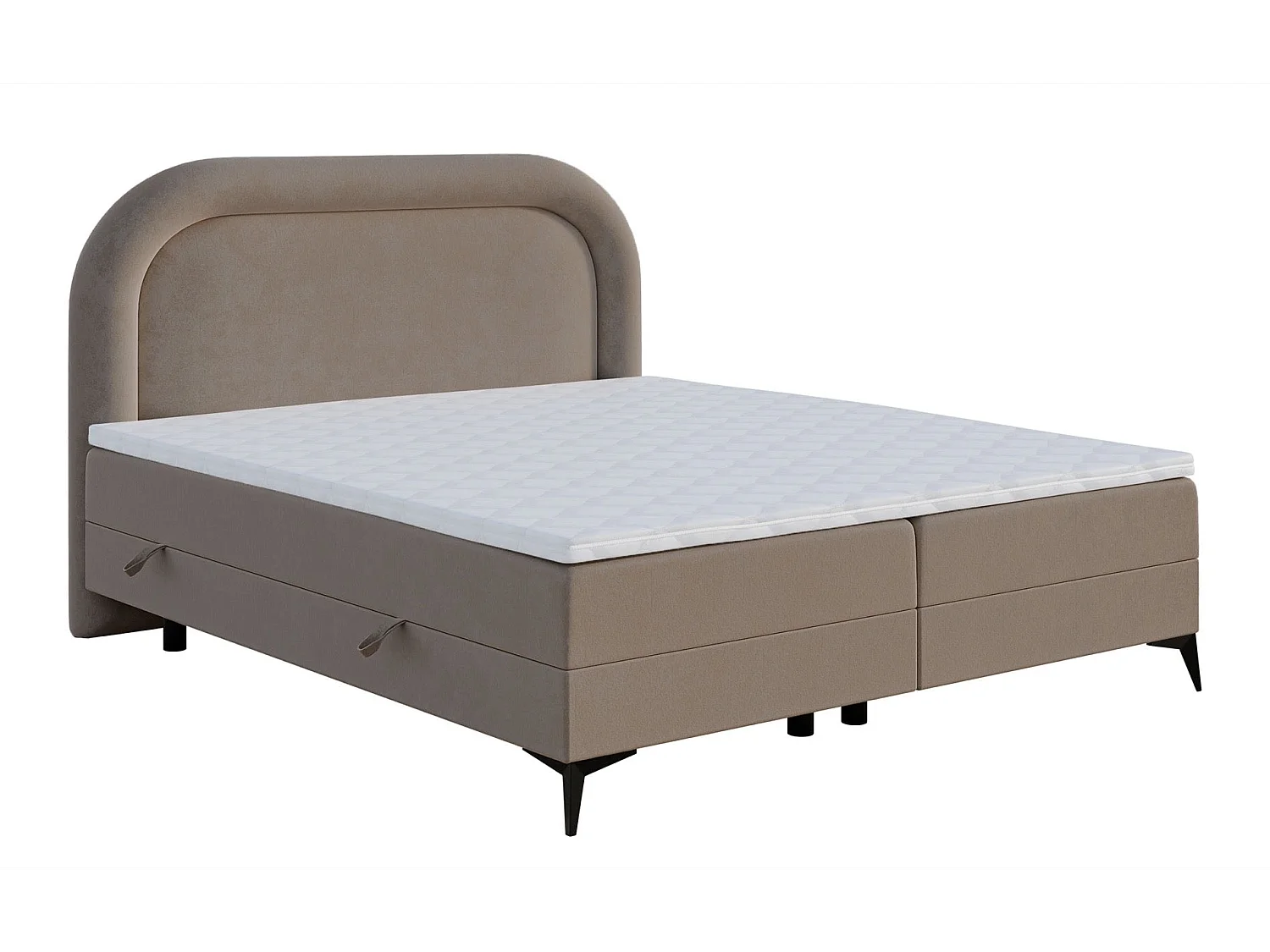 Lit continental - 160x200 cm - en velours beige - LOREO
