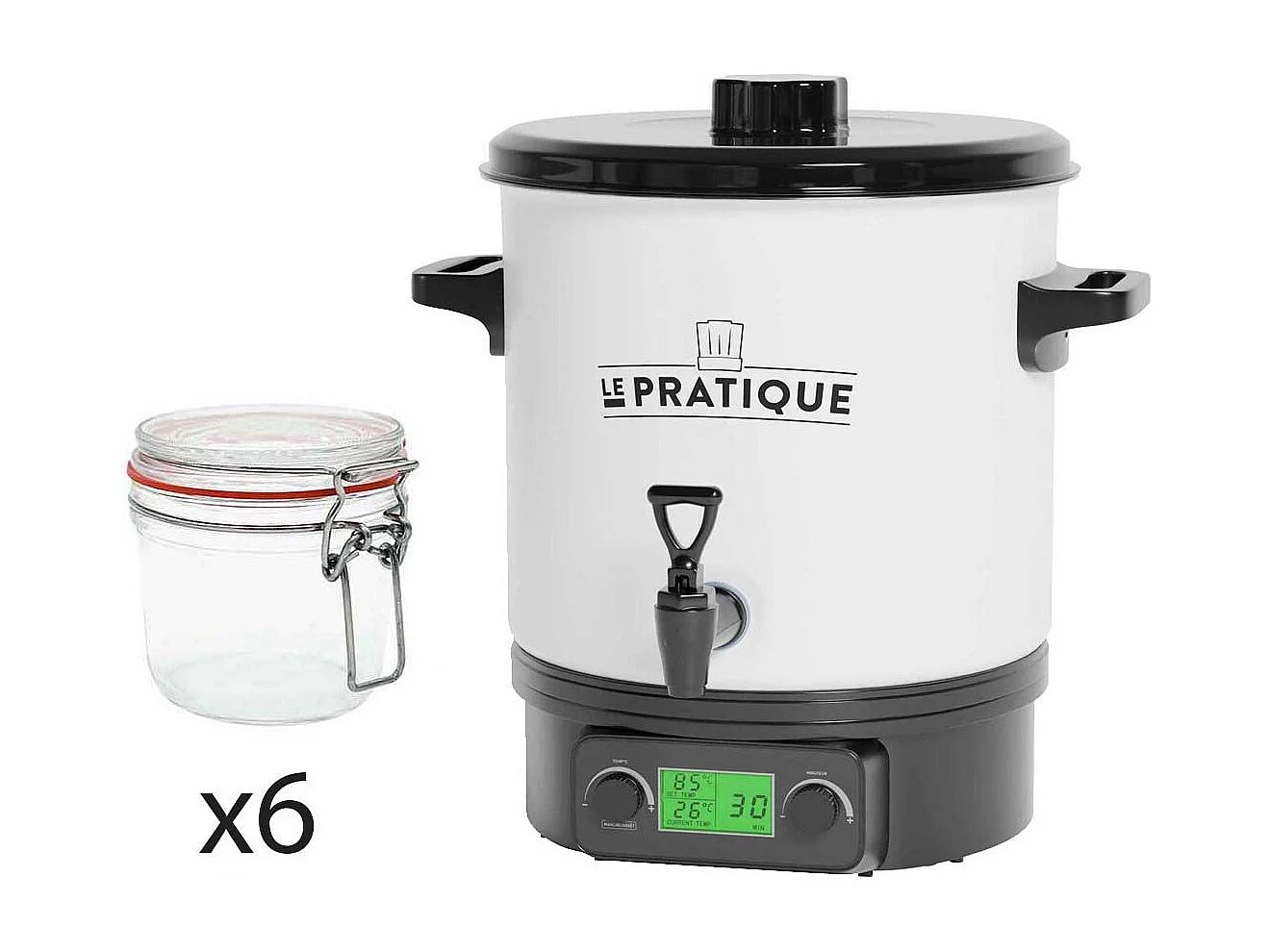 Stérilisateur automatique en émail écran LCD avec 6 bocaux Stérilisateur + 6 bocaux de 350 ml