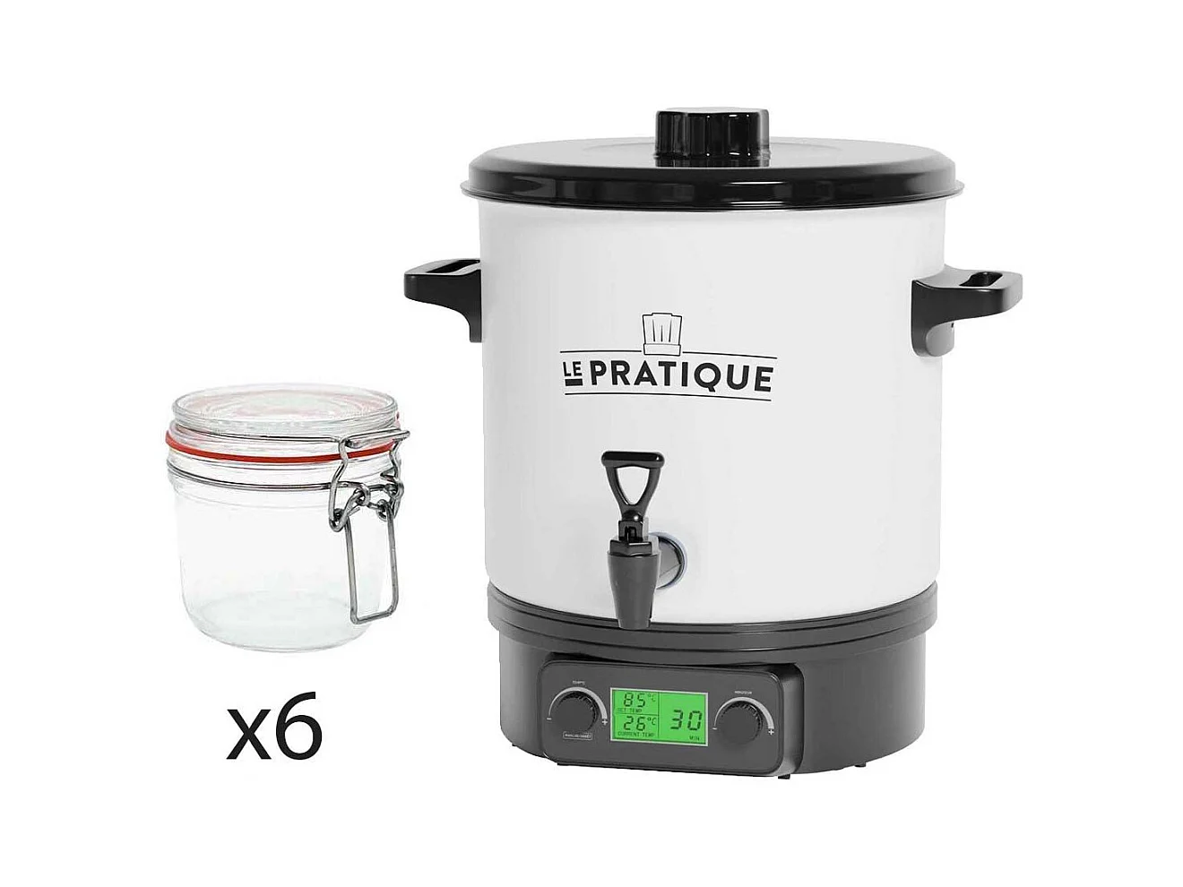 Stérilisateur automatique en émail écran LCD avec 6 bocaux Stérilisateur + 6 bocaux de 350 ml