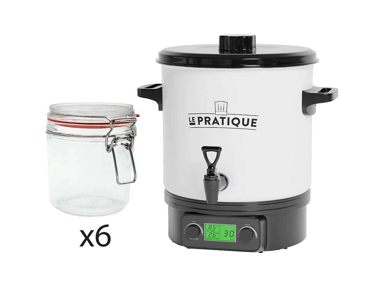 Stérilisateur automatique en émail écran LCD avec 6 bocaux Stérilisateur + 6 bocaux de 500 ml