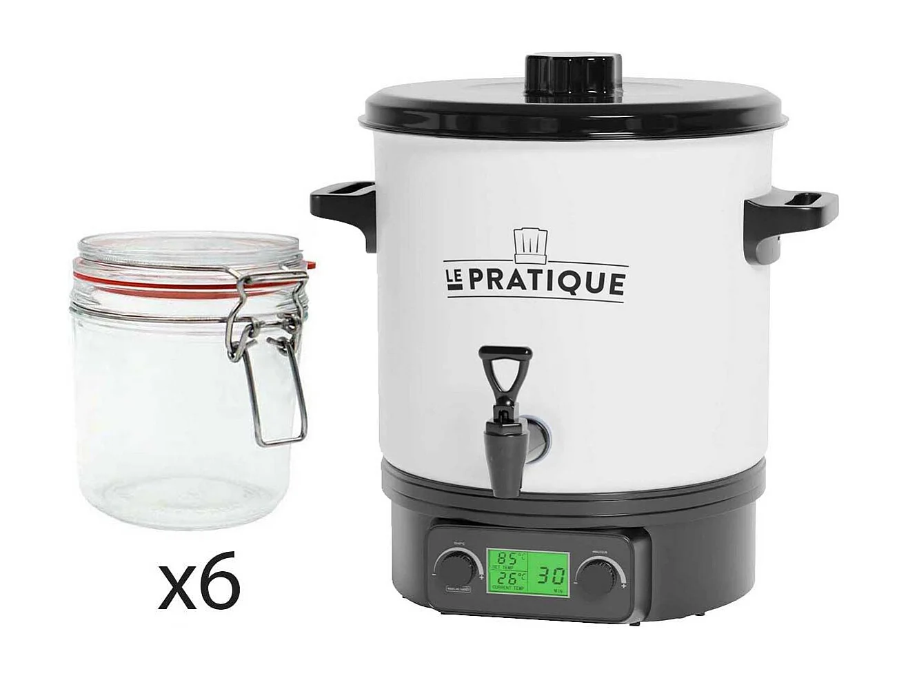 Stérilisateur automatique en émail écran LCD avec 6 bocaux Stérilisateur + 6 bocaux de 500 ml