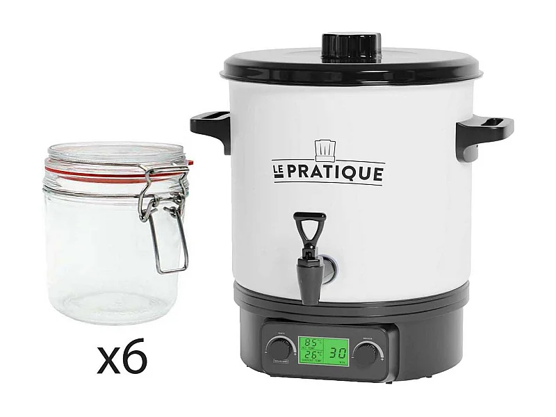 Stérilisateur automatique en émail écran LCD avec 6 bocaux Stérilisateur + 6 bocaux de 500 ml