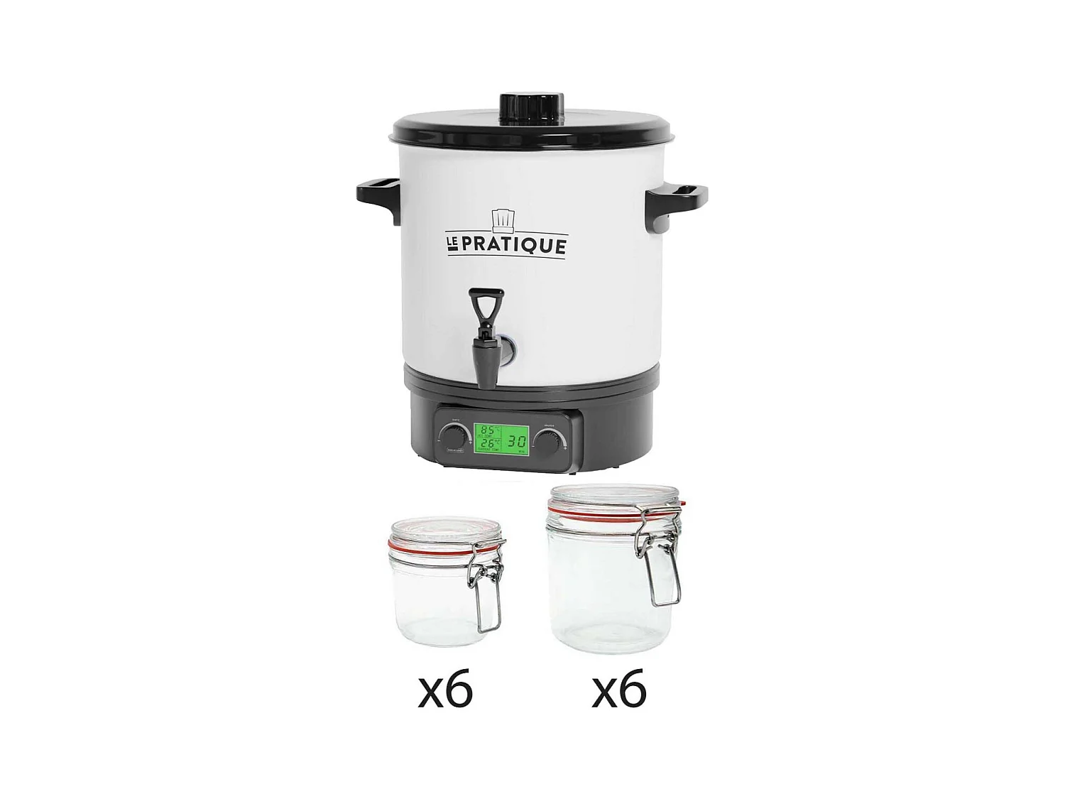 Stérilisateur automatique en émail écran LCD avec 12 bocaux Stérilisateur + 6 bocaux de 350 ml + 6 bocaux de 500 ml