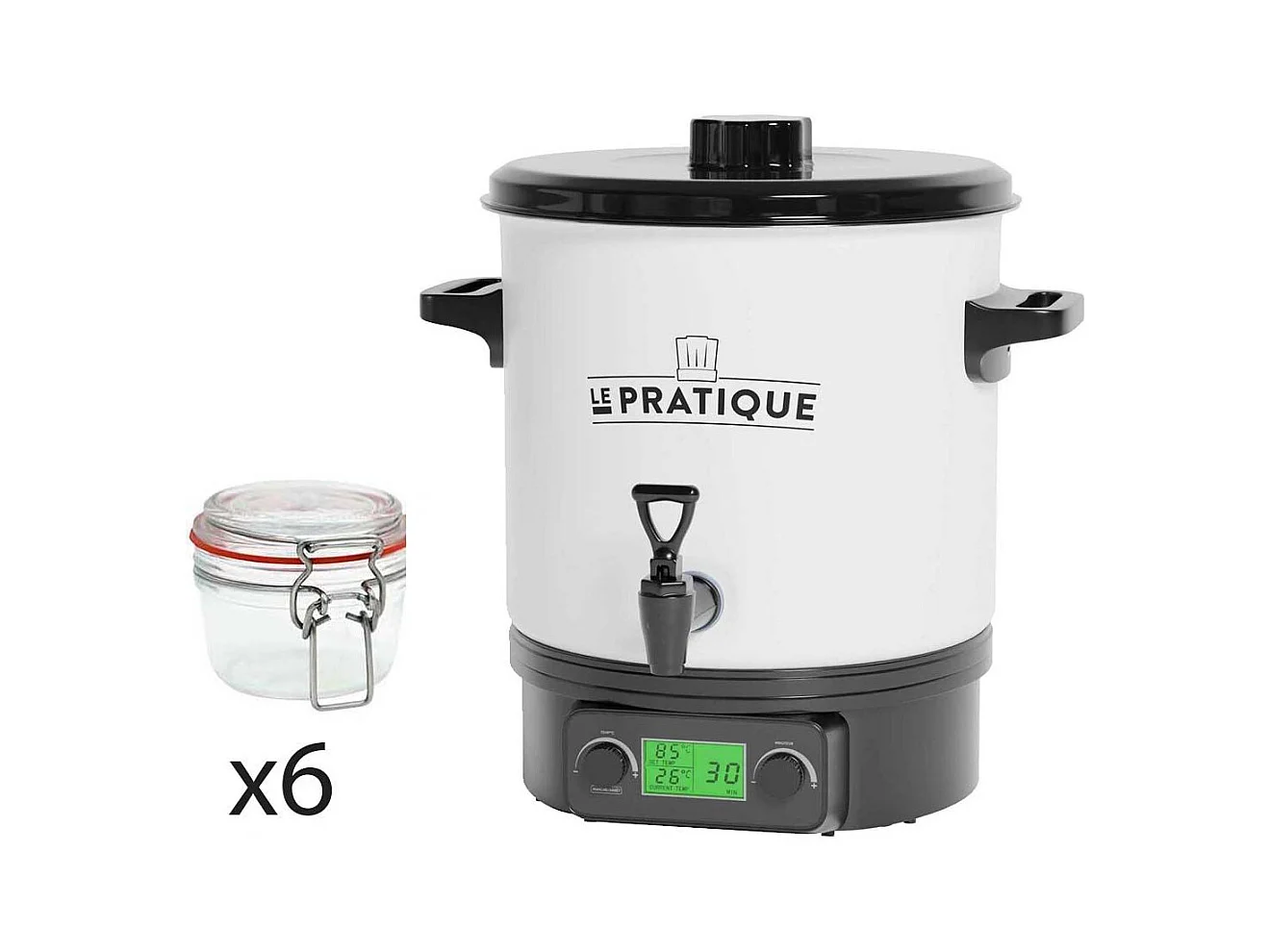 Stérilisateur automatique en émail écran LCD avec 6 bocaux Stérilisateur + 6 bocaux de 125 ml