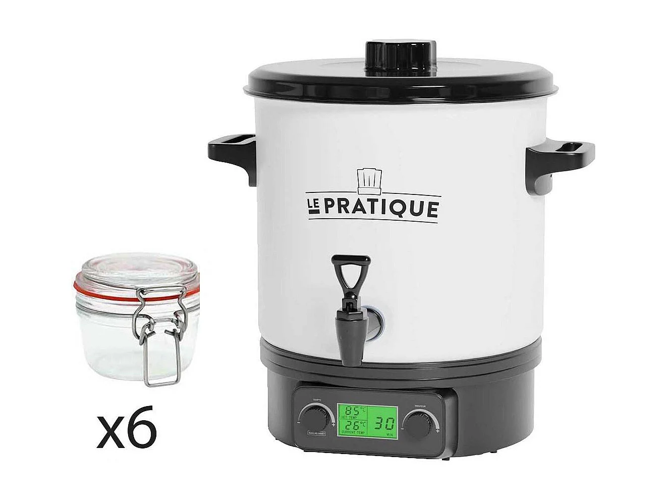 Stérilisateur automatique en émail écran LCD avec 6 bocaux Stérilisateur + 6 bocaux de 125 ml