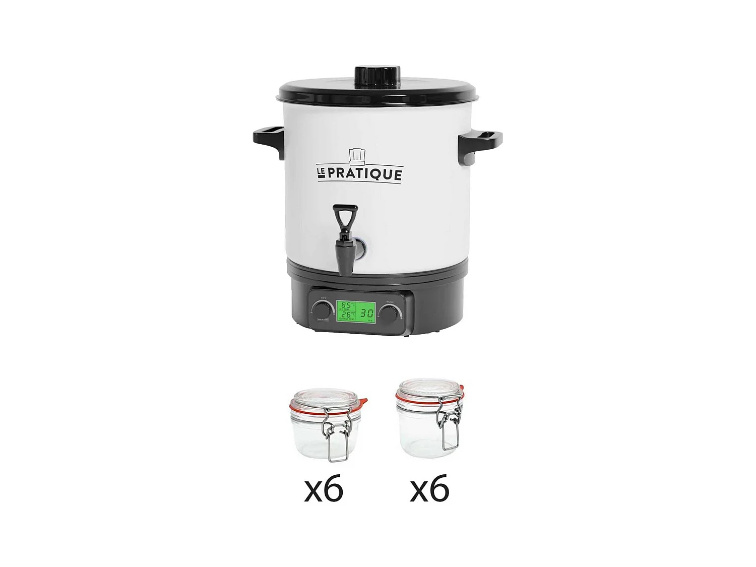 Stérilisateur automatique en émail écran LCD avec 12 bocaux Stérilisateur + 6 bocaux de 125 ml + 6 bocaux de 200 ml