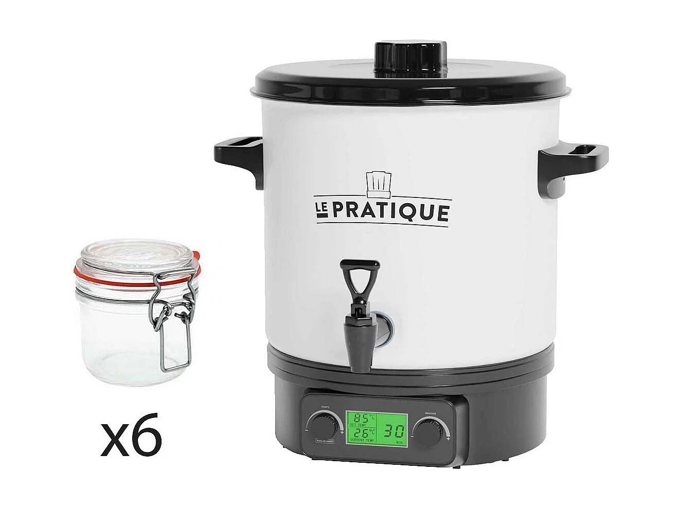 Stérilisateur automatique en émail écran LCD avec 6 bocaux Stérilisateur + 6 bocaux de 200 ml