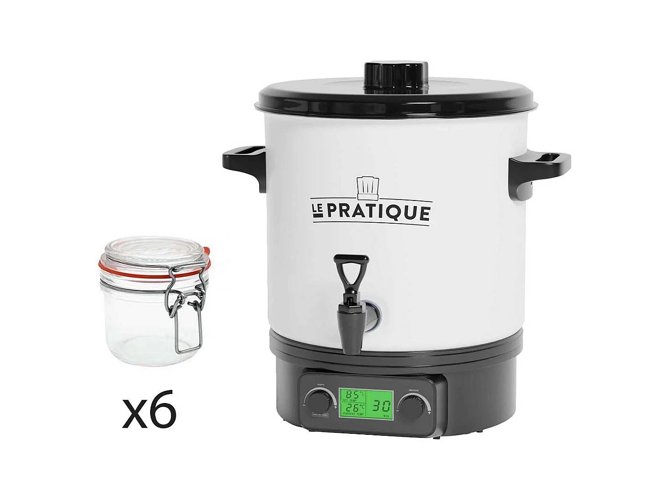 Stérilisateur automatique en émail écran LCD avec 6 bocaux Stérilisateur + 6 bocaux de 200 ml