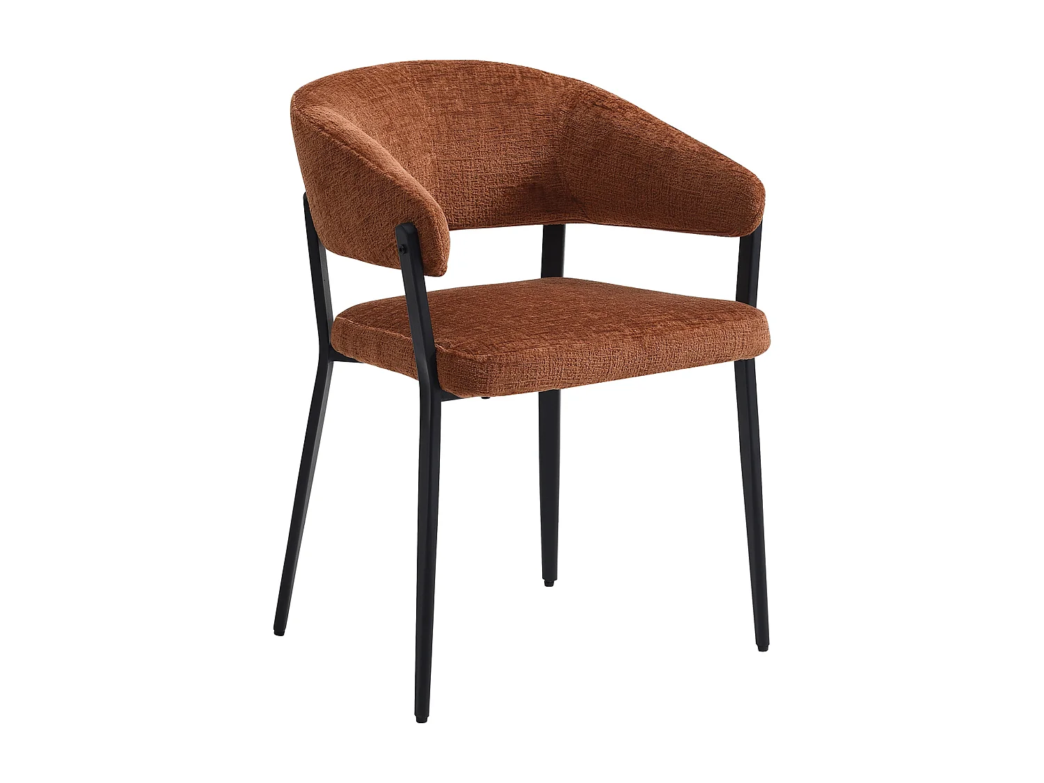 Lot de 6 chaises avec accoudoirs en tissu et métal noir - Terracotta - AVRELA