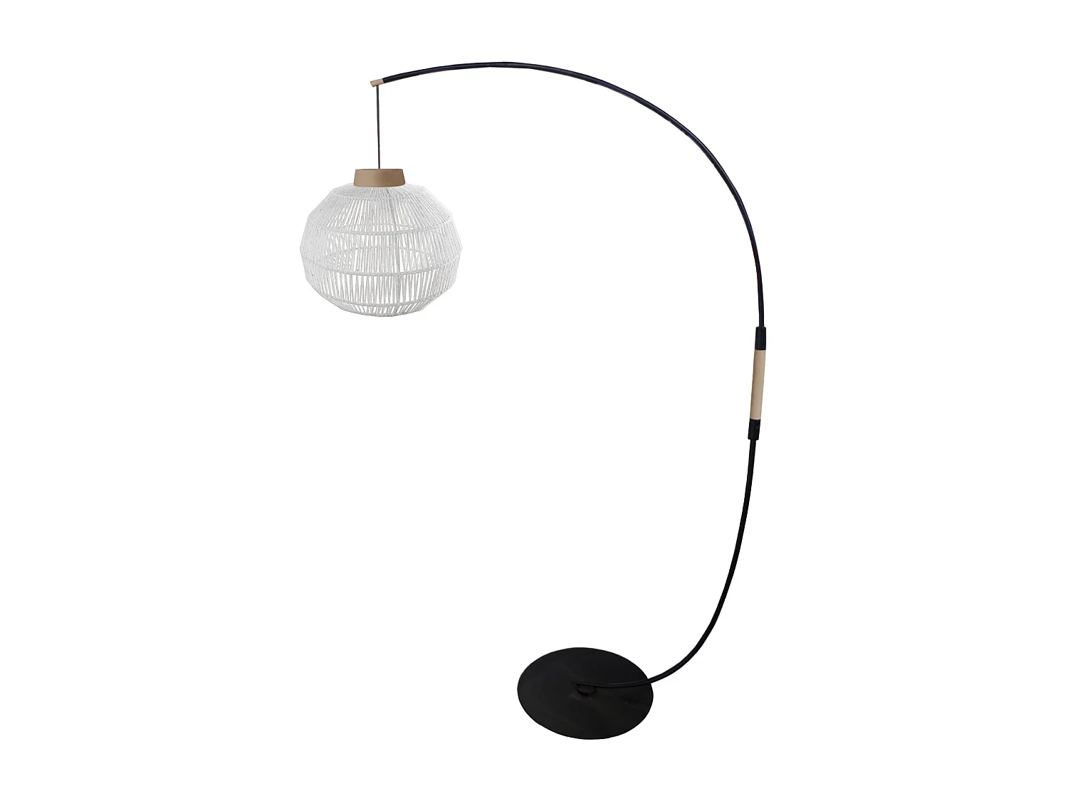 Lámpara de Pie TOSEL ,metal,madera,haya,Blanco,A195xD43xP110cm