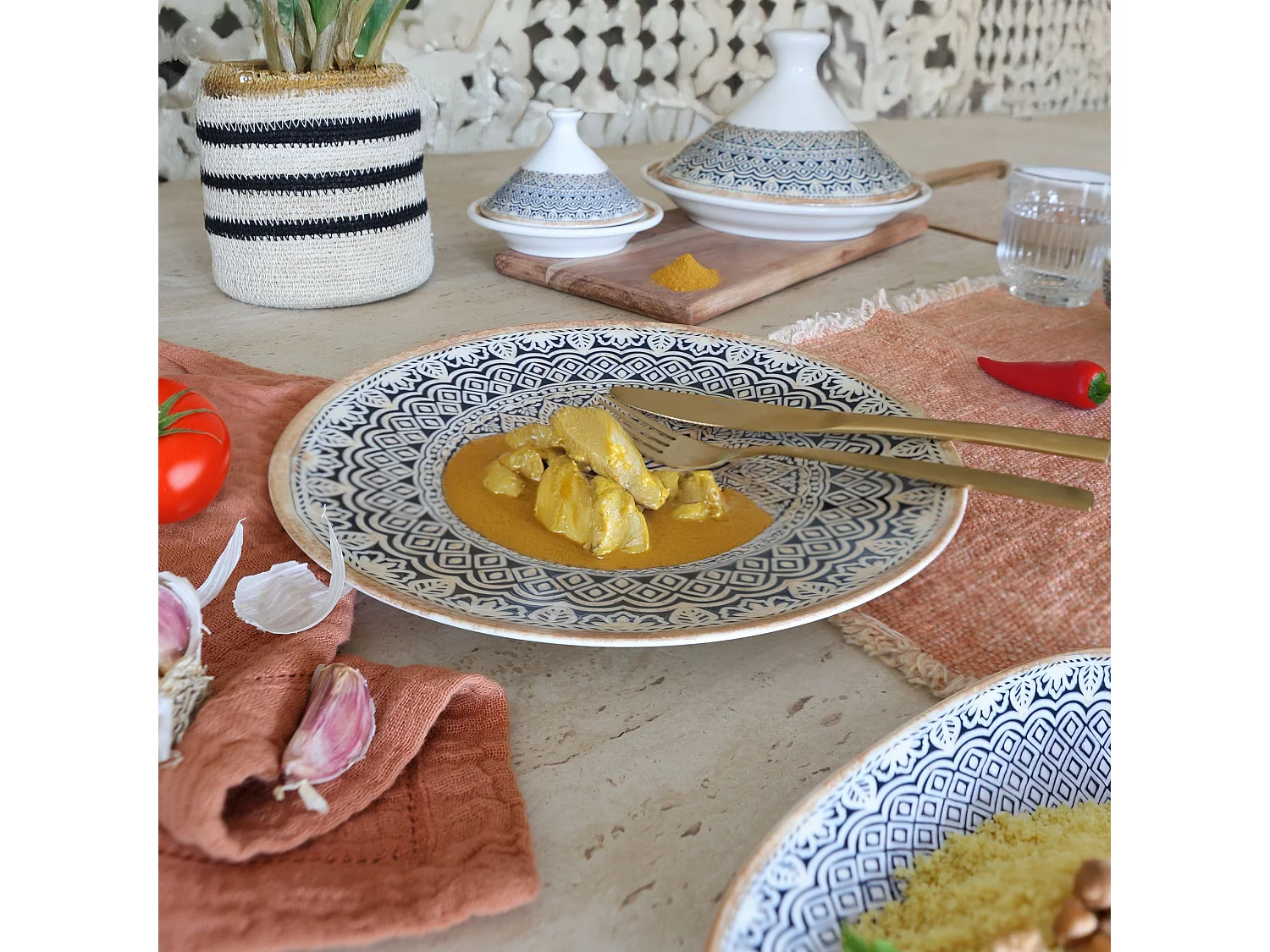 Novastyl - Lot 6 Assiettes Plates Byzance 27cm En Porcelaine