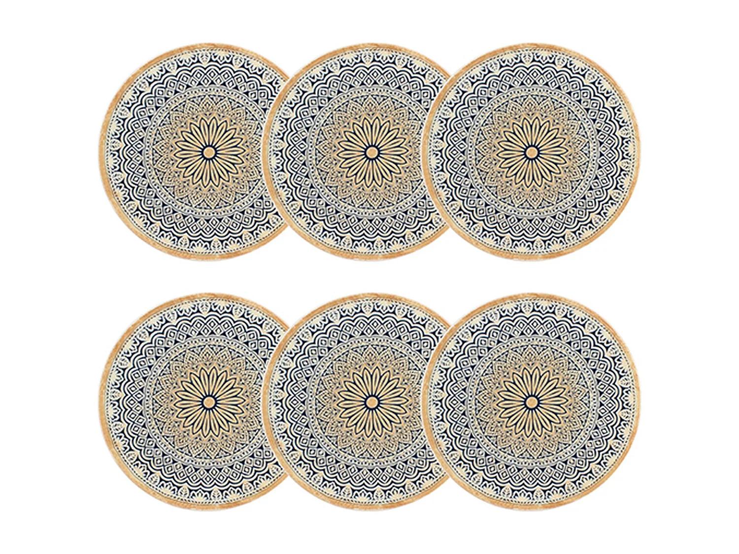 Novastyl - Lot 6 Assiettes Desserts Byzance 20cm En Porcelaine