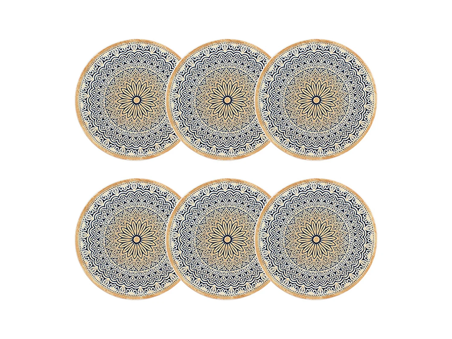Novastyl - Lot 6 Assiettes Desserts Byzance 20cm En Porcelaine