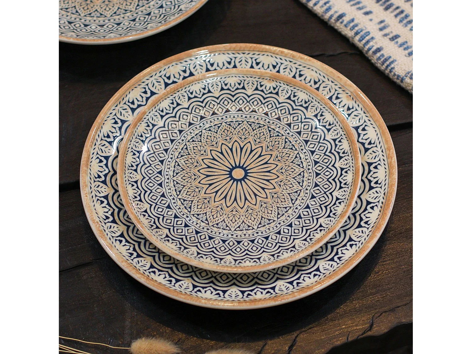 Novastyl - Lot 6 Assiettes Desserts Byzance 20cm En Porcelaine