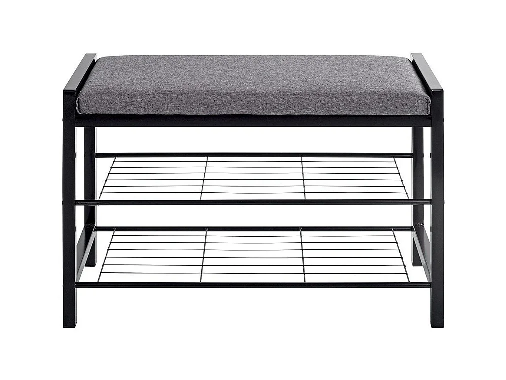 Banc en métal noir avec tissu gris - L75 cm