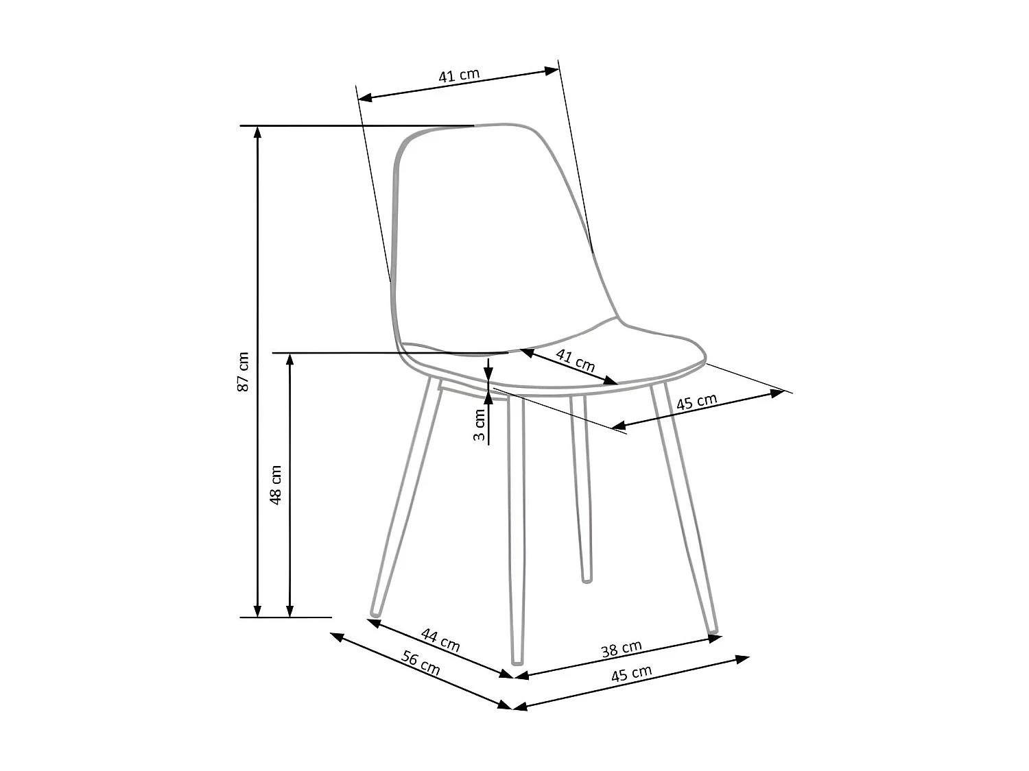 Sedia K417/Tessuto Velluto/Grigio