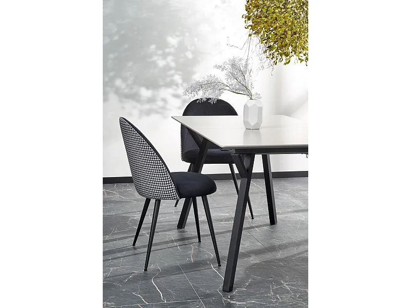 Chaise K478 /Tissu-Velours/Noir&Blanc