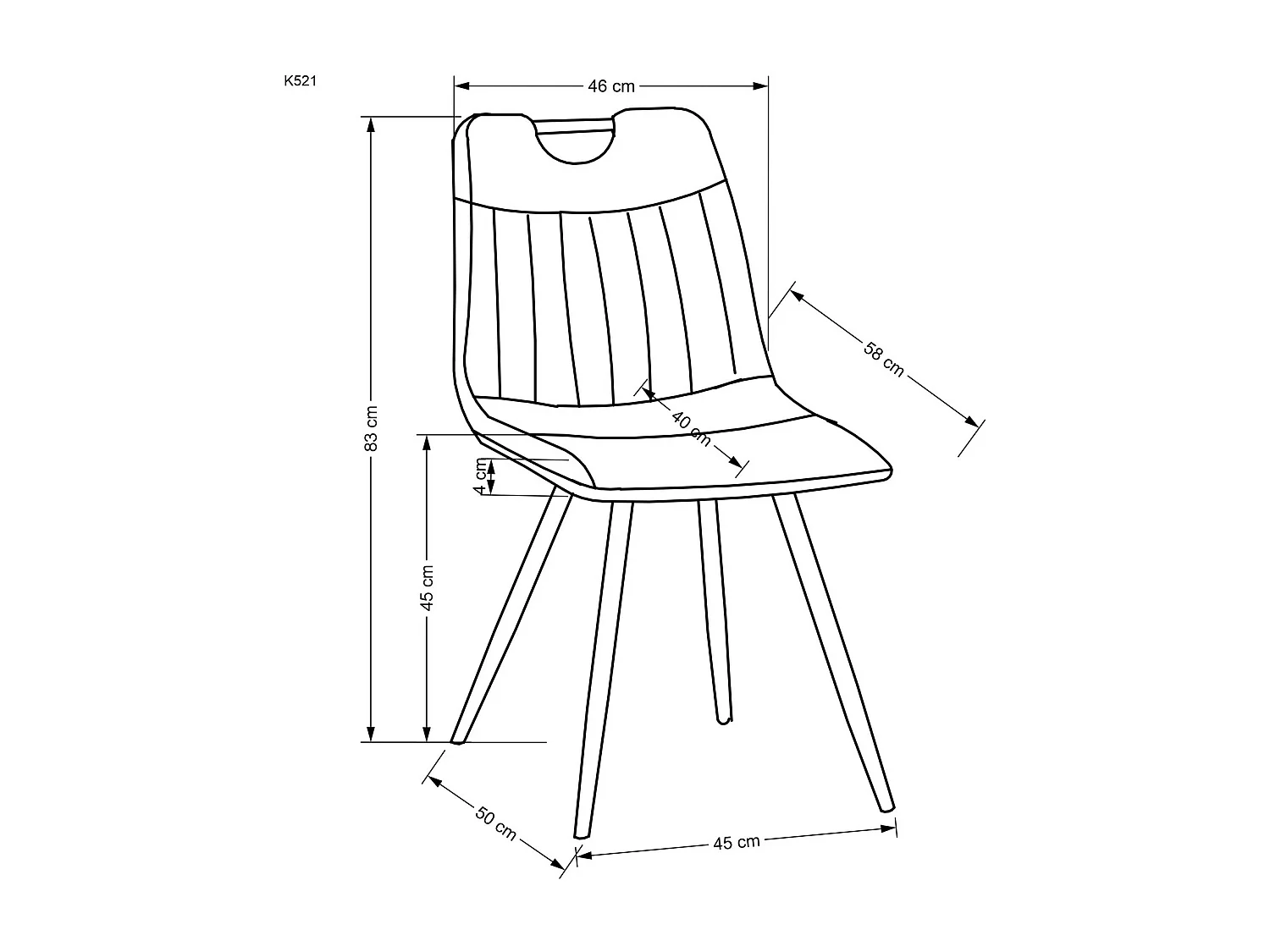 Chaise K521 /Tissu-Velours/Jaune