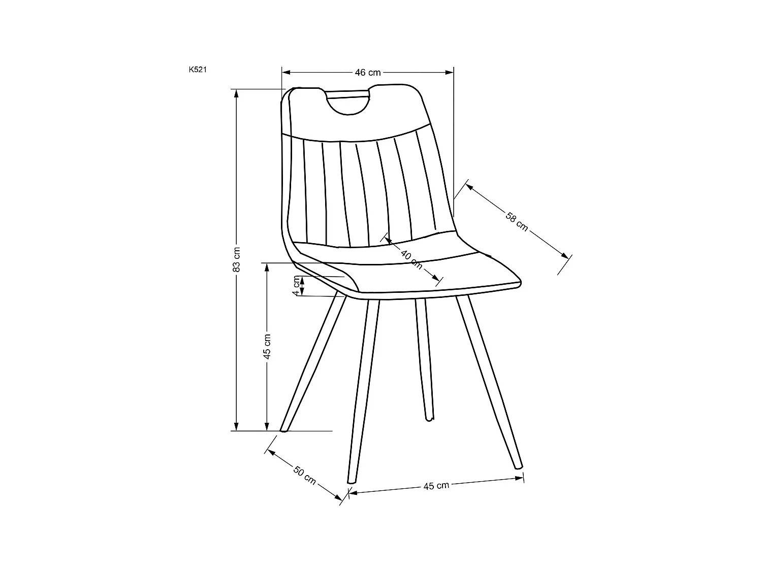 Chaise K521 /Tissu-Velours/Jaune