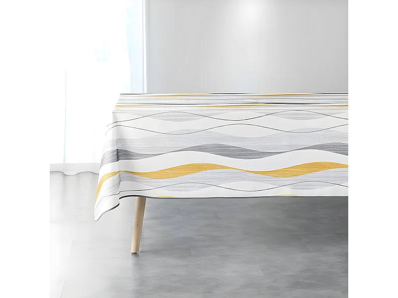 Nappe Imprimée "Ondulys" 150x240cm Jaune
