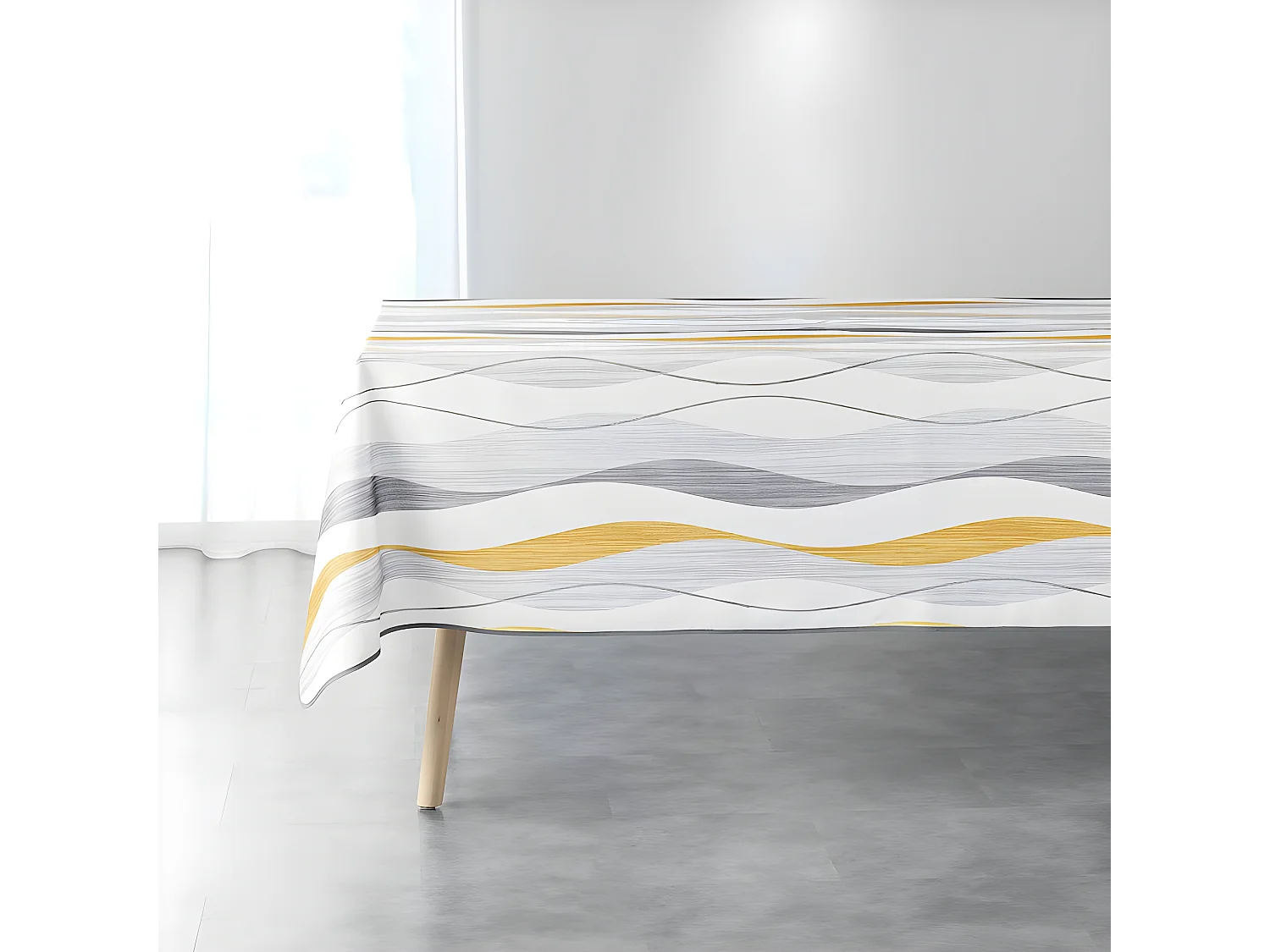Nappe Imprimée "Ondulys" 150x240cm Jaune