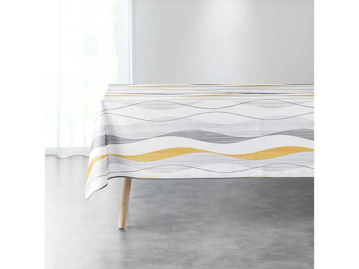 Nappe Imprimée "Ondulys" 150x240cm Jaune