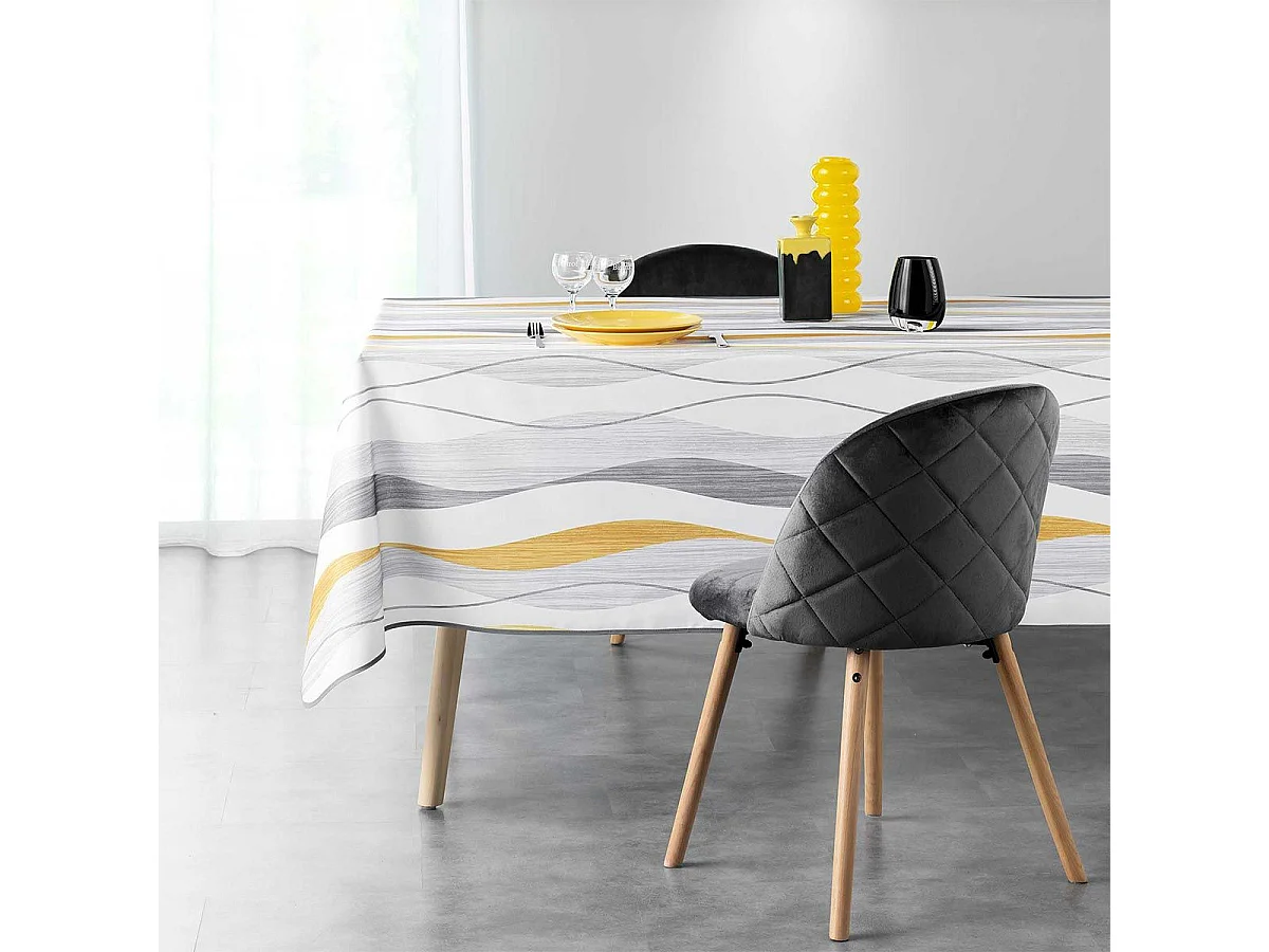 Nappe Imprimée "Ondulys" 150x240cm Jaune