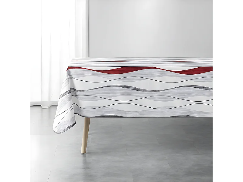 Nappe Imprimée "Ondulys" 150x240cm Rouge