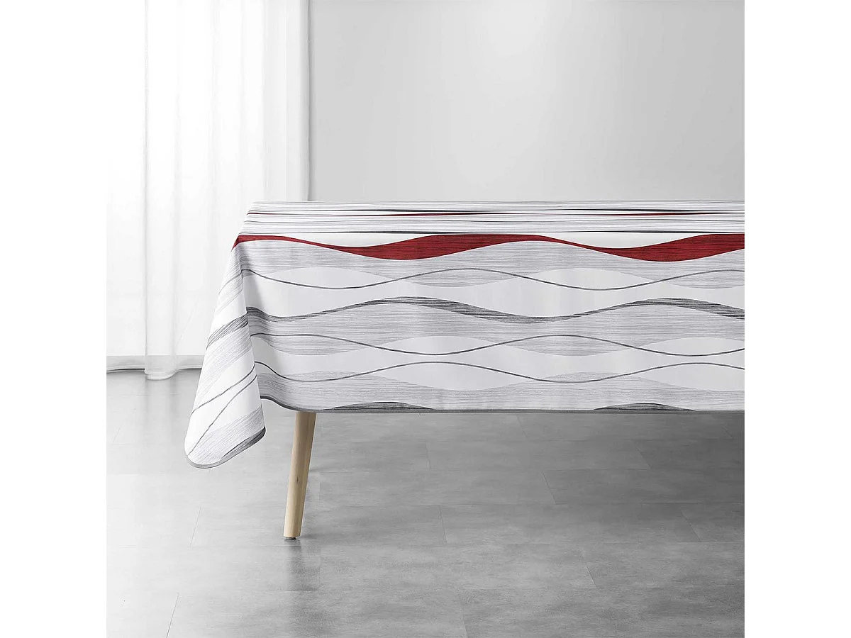 Nappe Imprimée "Ondulys" 150x240cm Rouge