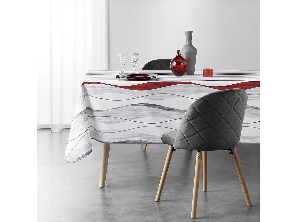 Nappe Imprimée "Ondulys" 150x240cm Rouge