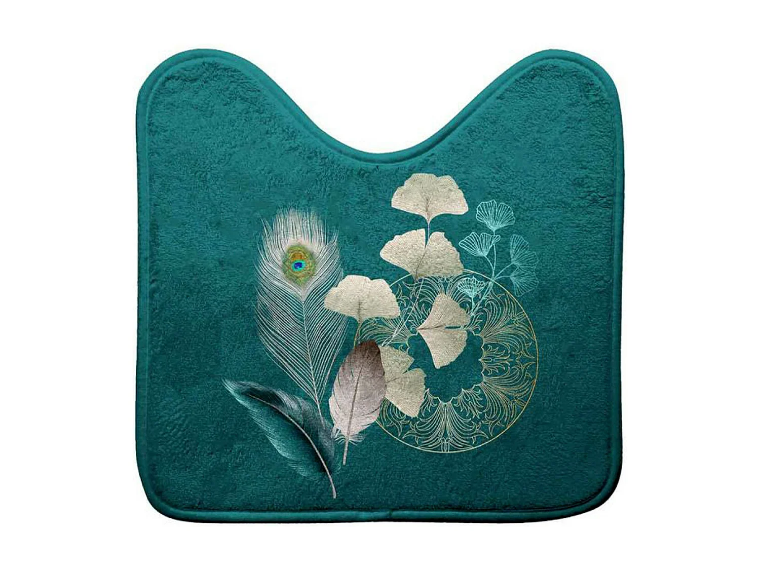 Tapis Contour WC Imprimé "Ginkoblue" 45x45cm Vert