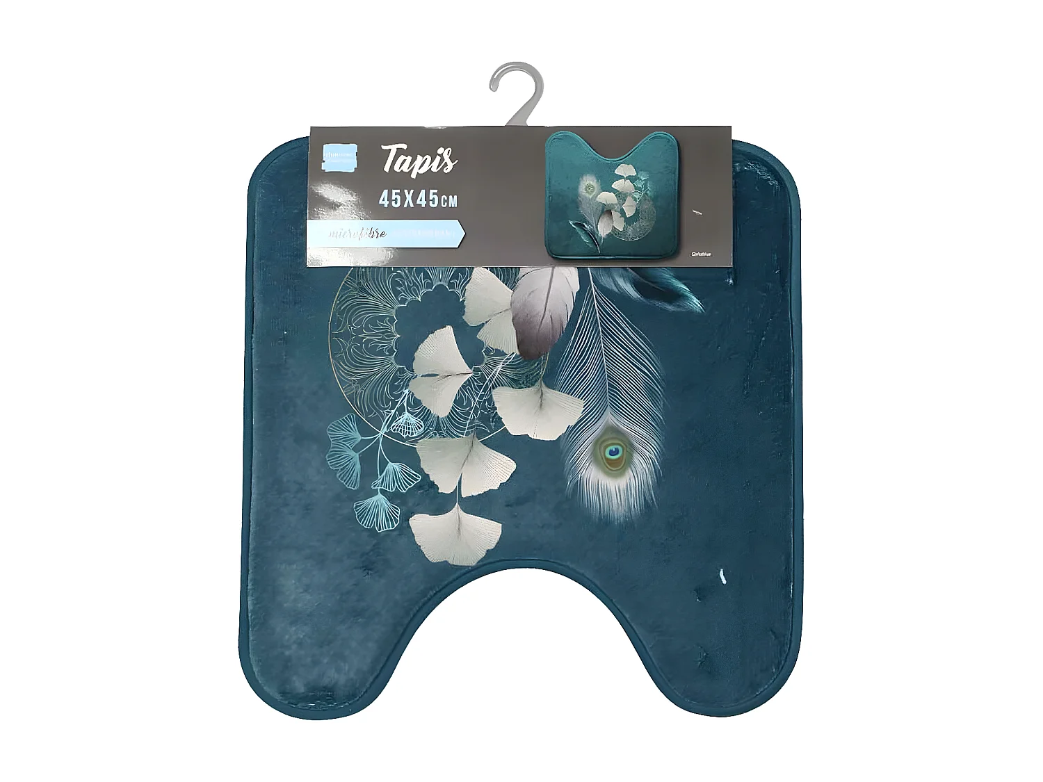 Tapis Contour WC Imprimé "Ginkoblue" 45x45cm Vert